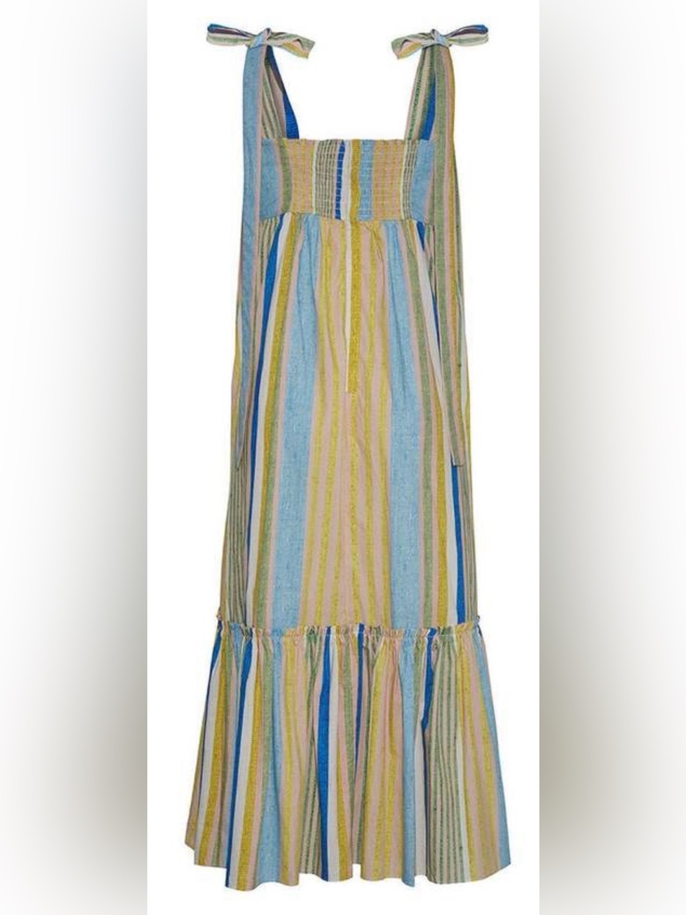 Cara Cara Campbell Summer Midi Dress Basketweave Multi Stripe, Size XS - Picture 2 of 9